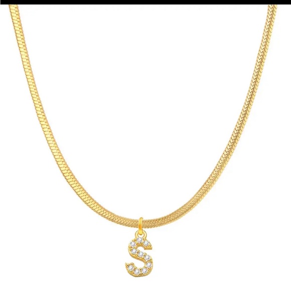 COPY - 18K Herringbone Initial Chain Necklace - Picture 10 of 12